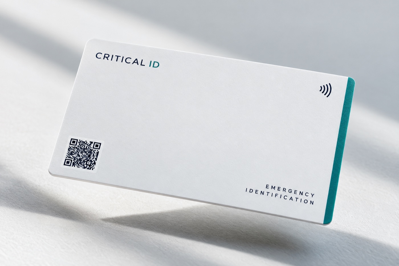 White and teal Critical ID Card concept render